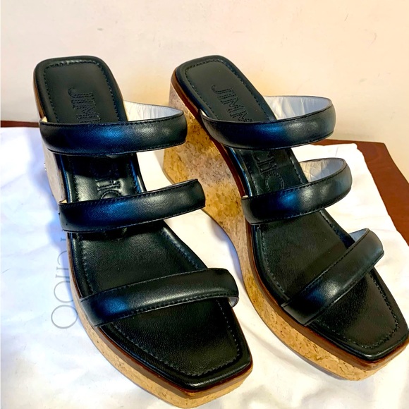 Jimmy Choo leather strap, cork heel Sandals - Picture 3 of 7
